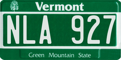 VT license plate NLA927