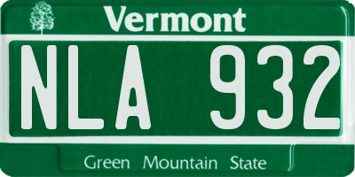 VT license plate NLA932