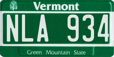 VT license plate NLA934