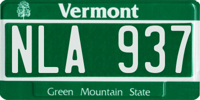 VT license plate NLA937