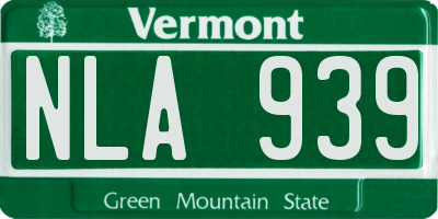 VT license plate NLA939