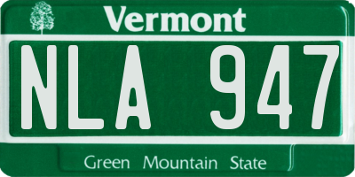 VT license plate NLA947