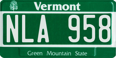 VT license plate NLA958