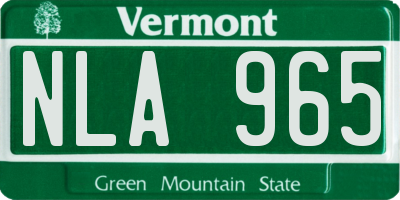VT license plate NLA965