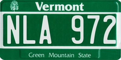 VT license plate NLA972