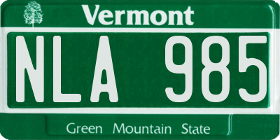 VT license plate NLA985