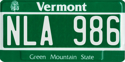 VT license plate NLA986