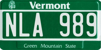 VT license plate NLA989