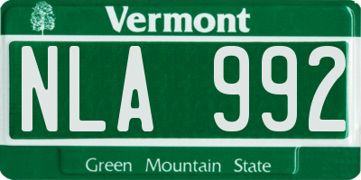 VT license plate NLA992