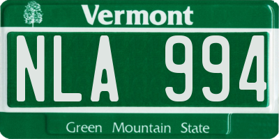 VT license plate NLA994