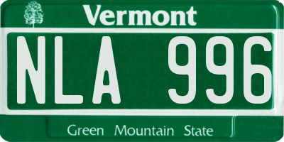 VT license plate NLA996