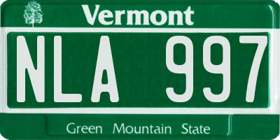 VT license plate NLA997