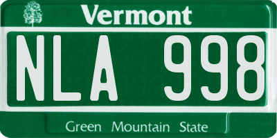 VT license plate NLA998