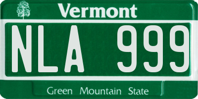 VT license plate NLA999