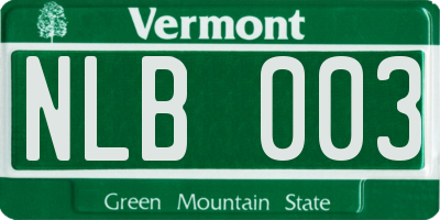 VT license plate NLB003