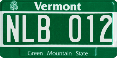 VT license plate NLB012