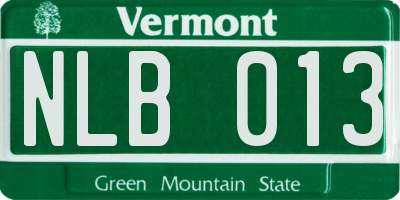 VT license plate NLB013