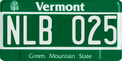 VT license plate NLB025