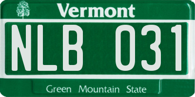 VT license plate NLB031