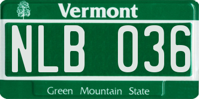 VT license plate NLB036