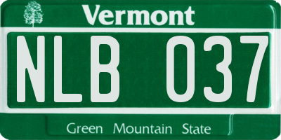 VT license plate NLB037
