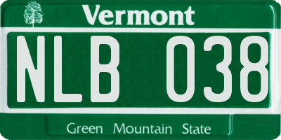 VT license plate NLB038