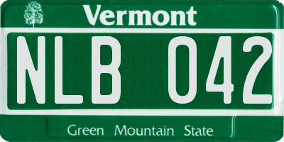 VT license plate NLB042