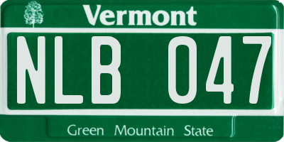 VT license plate NLB047