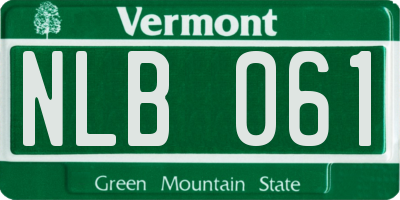 VT license plate NLB061