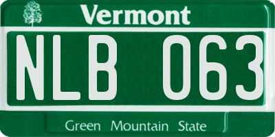 VT license plate NLB063