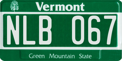 VT license plate NLB067