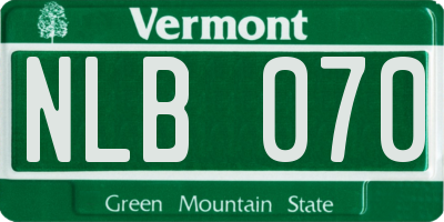 VT license plate NLB070