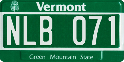 VT license plate NLB071