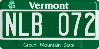 VT license plate NLB072