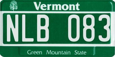 VT license plate NLB083