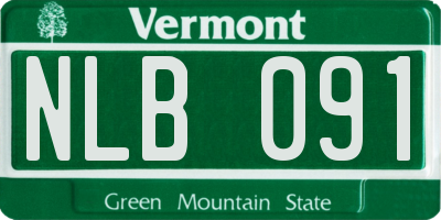 VT license plate NLB091