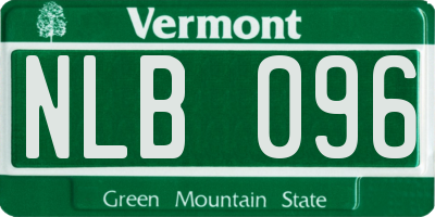 VT license plate NLB096