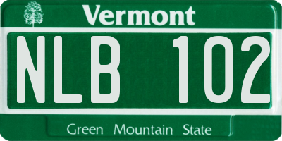 VT license plate NLB102