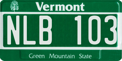 VT license plate NLB103