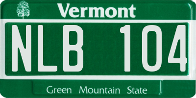 VT license plate NLB104