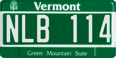 VT license plate NLB114