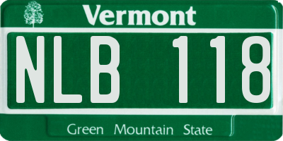 VT license plate NLB118