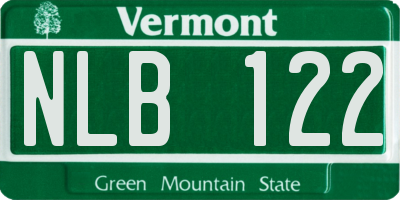 VT license plate NLB122