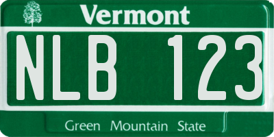 VT license plate NLB123