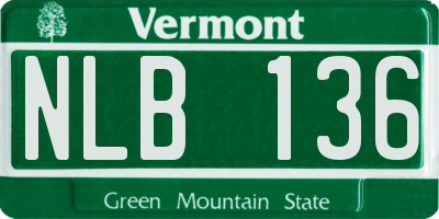 VT license plate NLB136