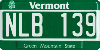 VT license plate NLB139
