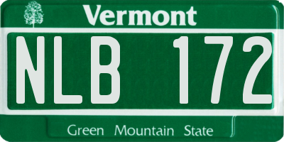 VT license plate NLB172