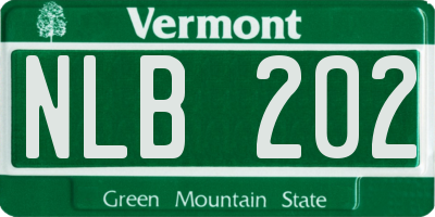 VT license plate NLB202