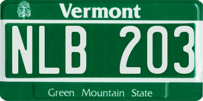 VT license plate NLB203