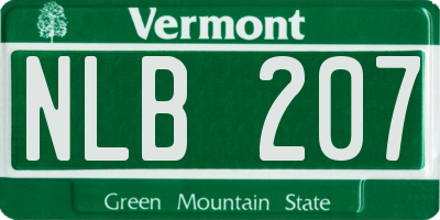 VT license plate NLB207